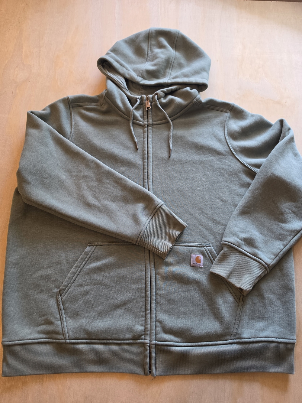 Carhartt Women 2X Full Zip Hoodie Sage Green Relaxed Fit Plus Size Sweatshirt